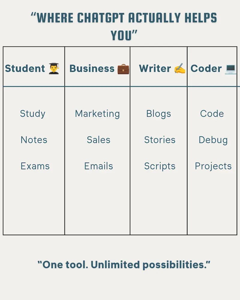 ChatGPT use cases for students, business owners, writers and coders